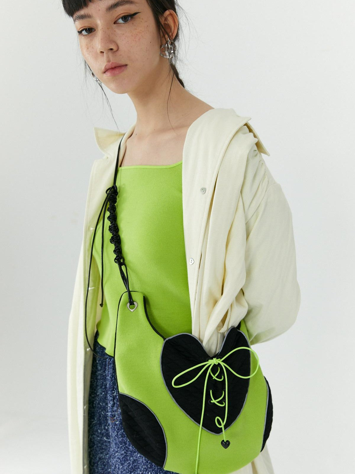 QUORRA S CHORD Heart Knit Patchwork Handmade Reflective Women&