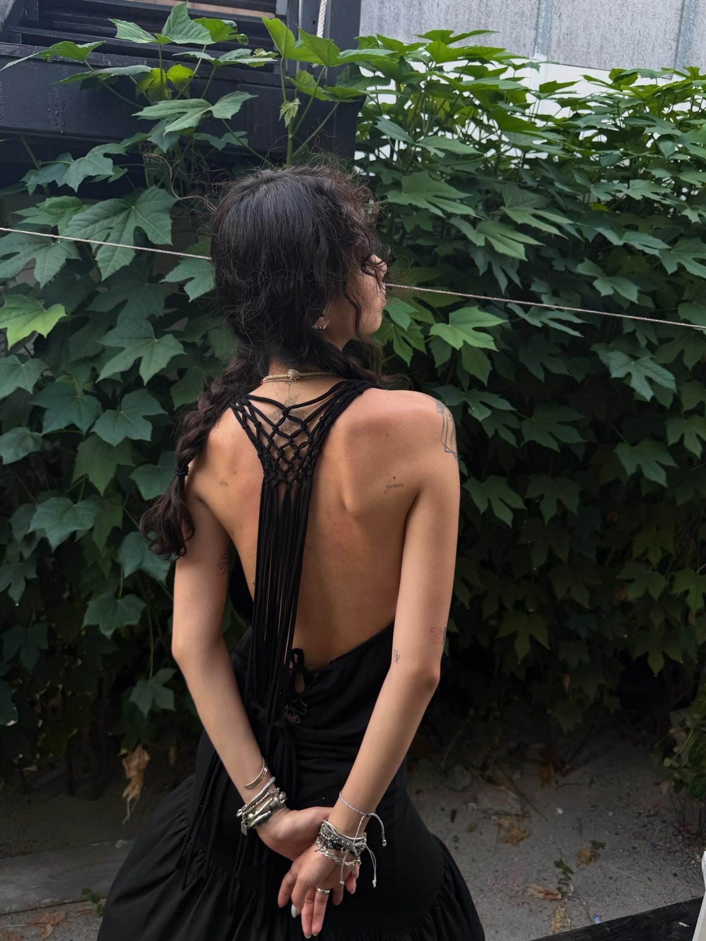 QUORRA S CHORD Hibiscus Print Backless Asymmetrical Pleated Women&