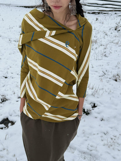 QUORRA S CHORD Irregular Patchwork Hood Three Quarter Sleeve Women&