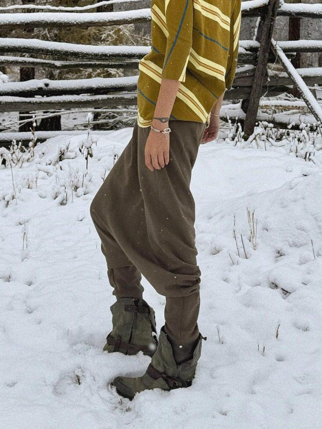 QUORRA S CHORD Khaki Green Elastic Waist Convertible Drop Crotch Women&