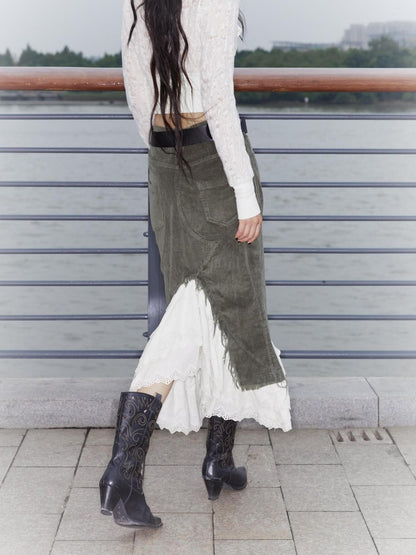 QUORRA S CHORD Layered Petal High Slit Elastic Waist Women&