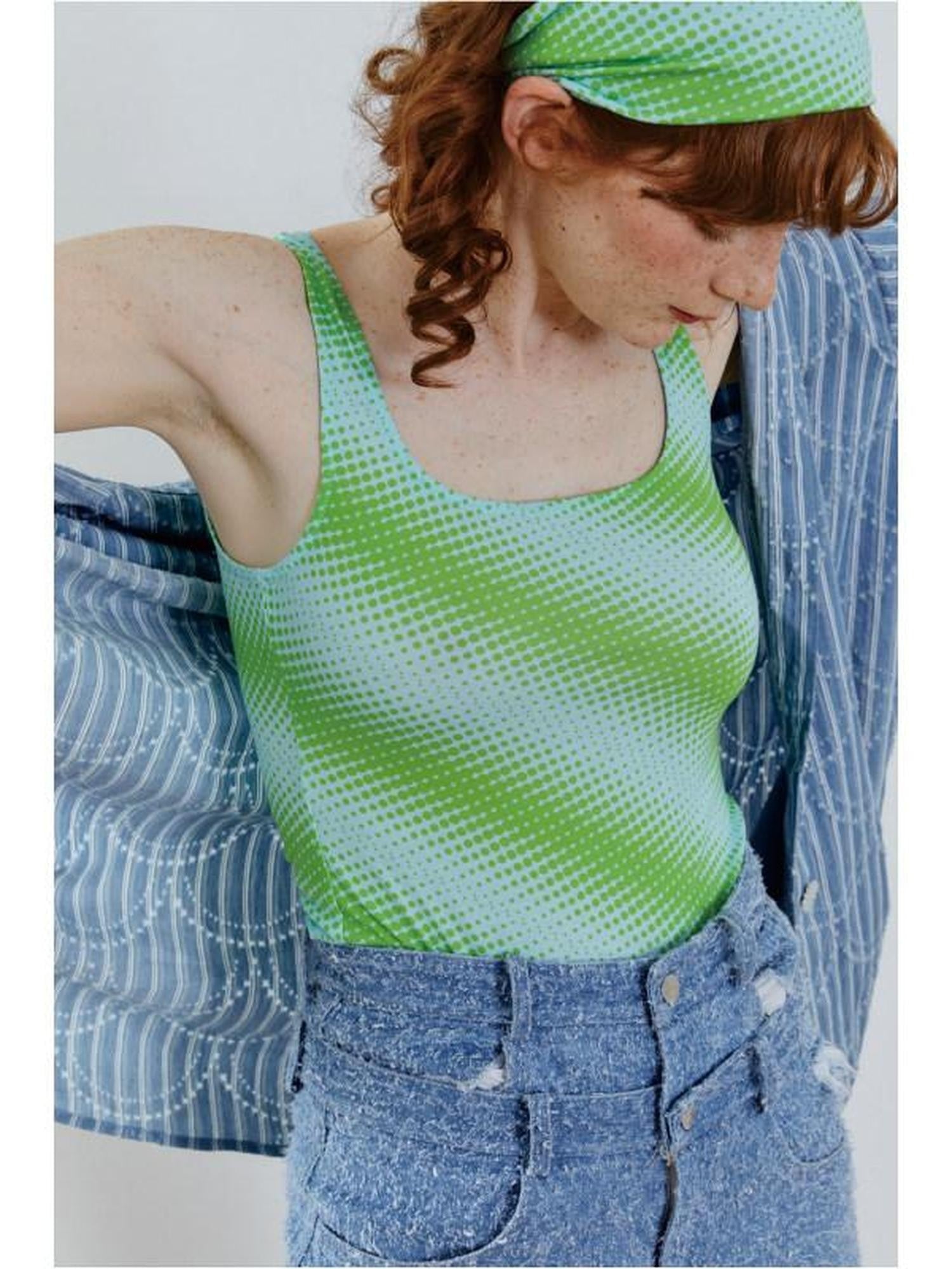 QUORRA S CHORD Lemongrass Green Psychedelic Polka Dot Women&