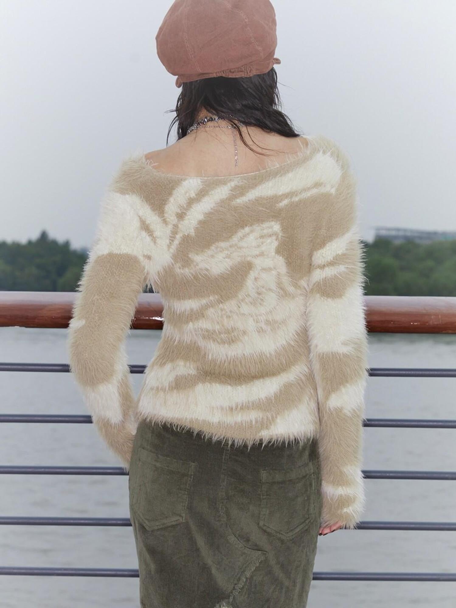 QUORRA S CHORD Mermaid Beach Knitted V-neck Long Soft Women&