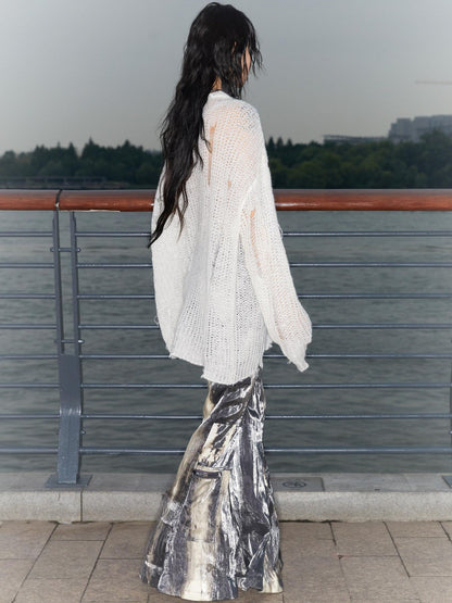 QUORRA S CHORD Mermaid Punk Oversized Distressed Printed Women&
