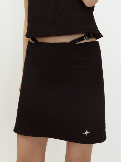 QUORRA S CHORD Metallic Foil Quilted Stitch Belt Buckle Low Rise Women&