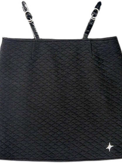 QUORRA S CHORD Metallic Foil Quilted Stitch Belt Buckle Low Rise Women&
