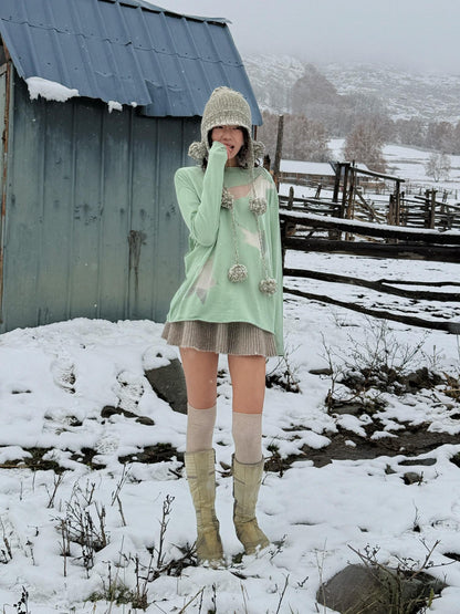 QUORRA S CHORD Milk Tea Ribbed Knit Low Waist High Stretch Flared Puff Women&