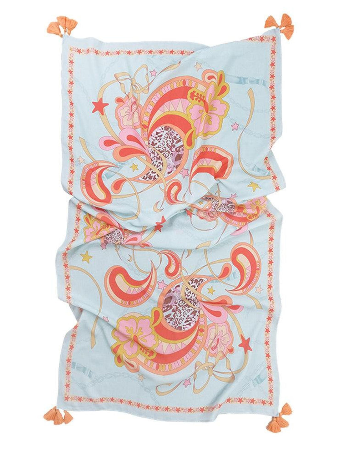 QUORRA S CHORD Mint Green Lightweight Hibiscus Paisley Leopard Print Women&