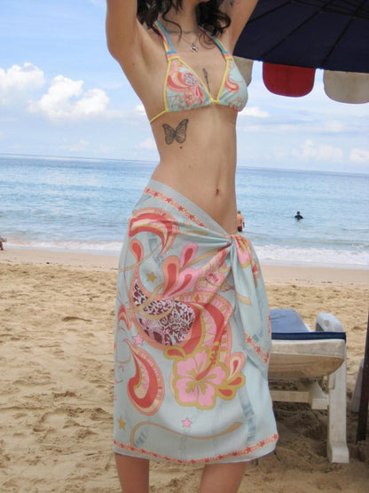 QUORRA S CHORD Mint Green Lightweight Hibiscus Paisley Leopard Print Women&