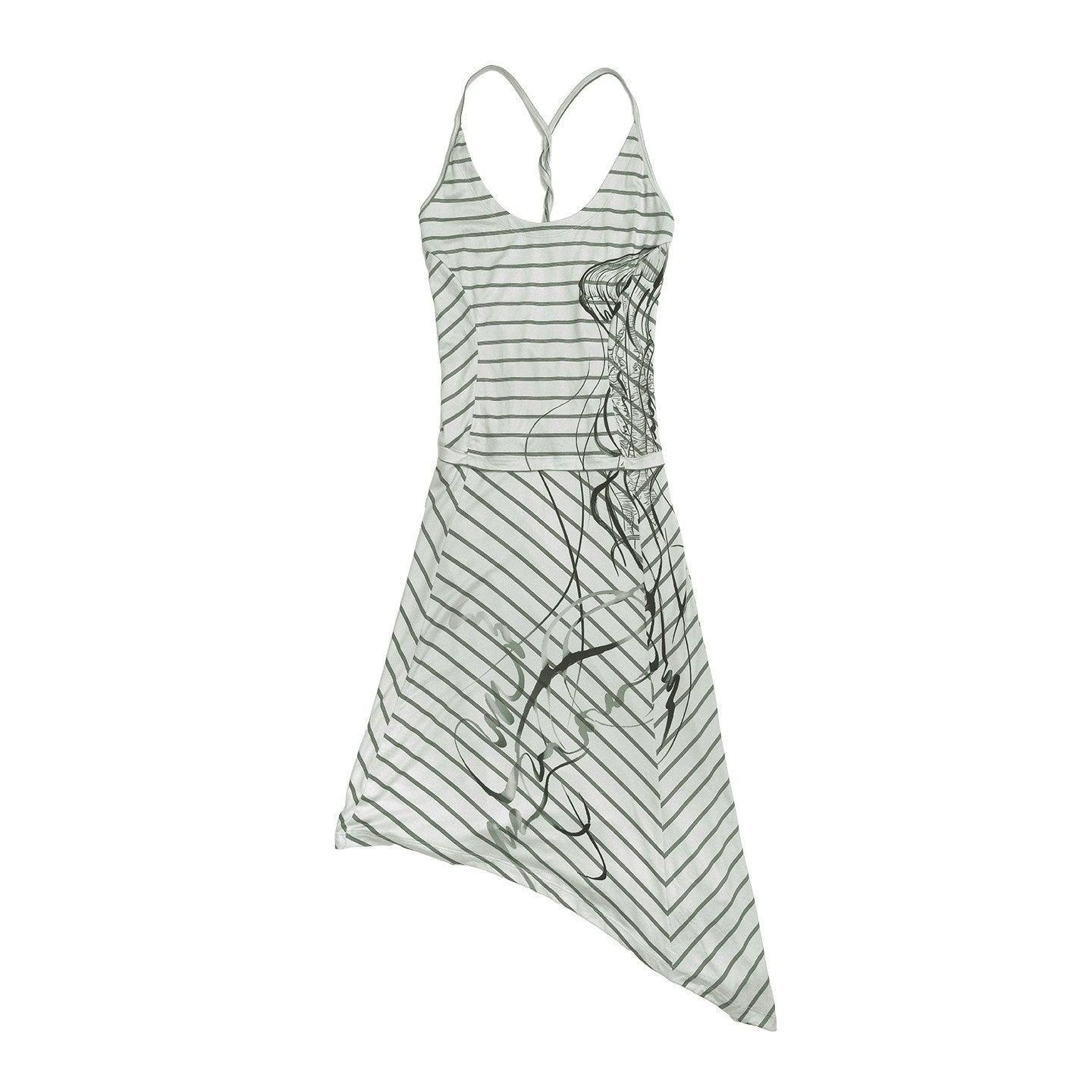 QUORRA_S_CHORD_Mint_Green_Striped_Backless_Cinched_Waist_Women&