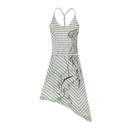 QUORRA_S_CHORD_Mint_Green_Striped_Backless_Cinched_Waist_Women&