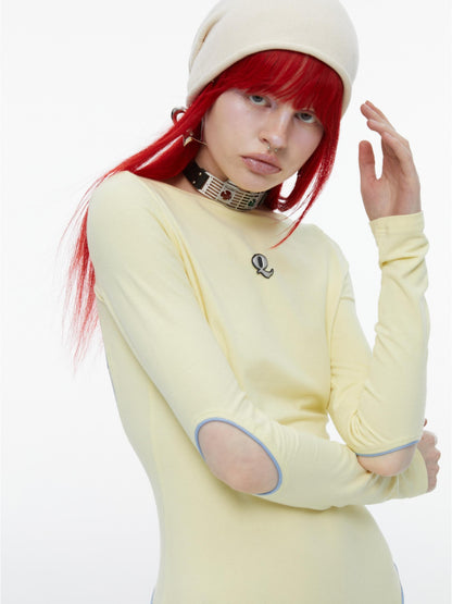 QUORRA S CHORD Mint Yellow Open Back Cutout Long Sleeve Women&