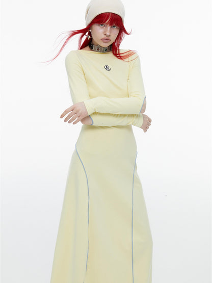 QUORRA S CHORD Mint Yellow Open Back Cutout Long Sleeve Women&