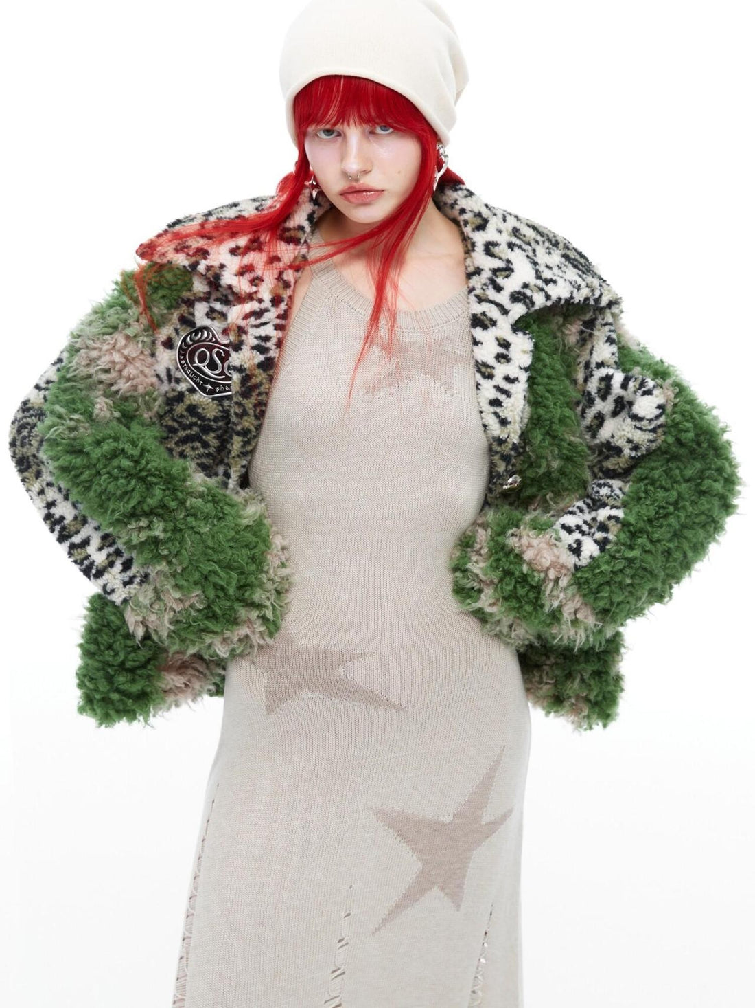 QUORRA S CHORD Moss Green Leopard Print Patchwork Women&