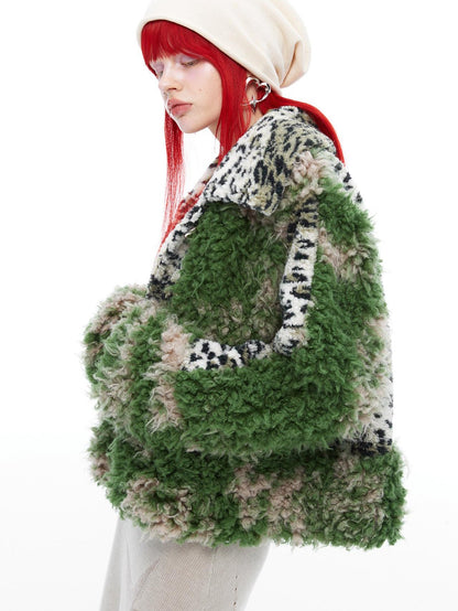 QUORRA S CHORD Moss Green Leopard Print Patchwork Women&