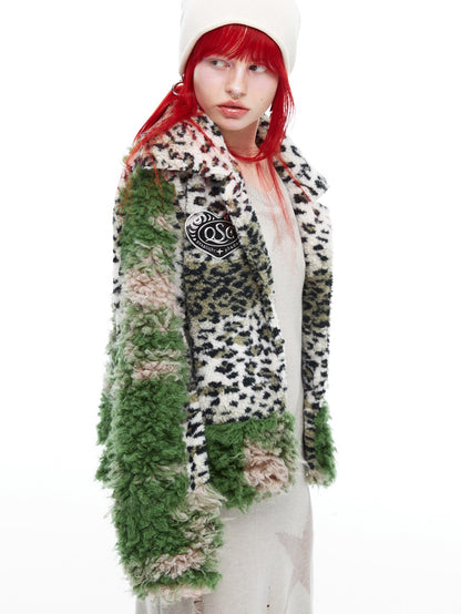 QUORRA S CHORD Moss Green Leopard Print Patchwork Women&