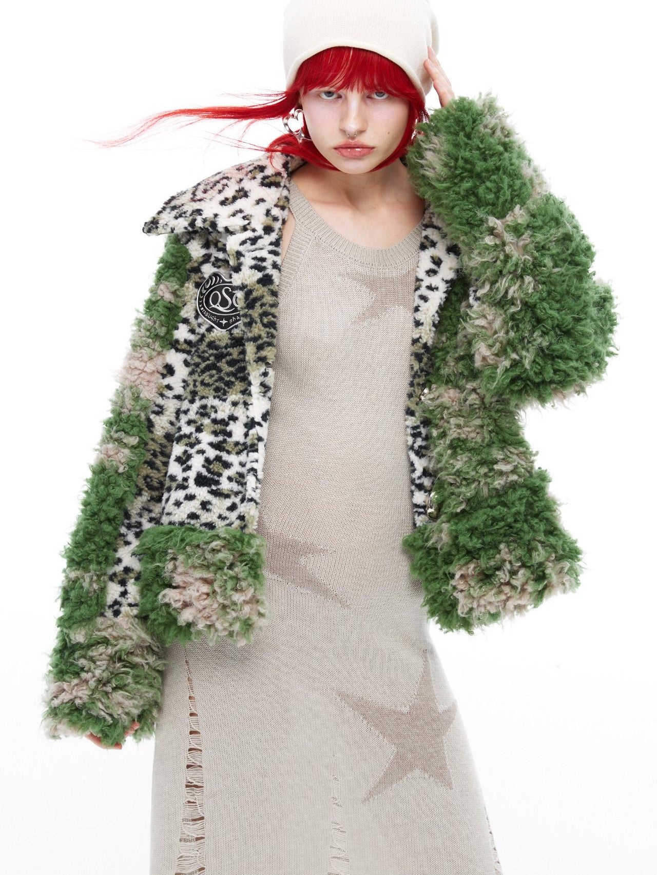 QUORRA S CHORD Moss Green Leopard Print Patchwork Women&