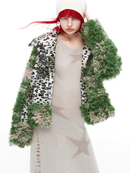 QUORRA S CHORD Moss Green Leopard Print Patchwork Women&
