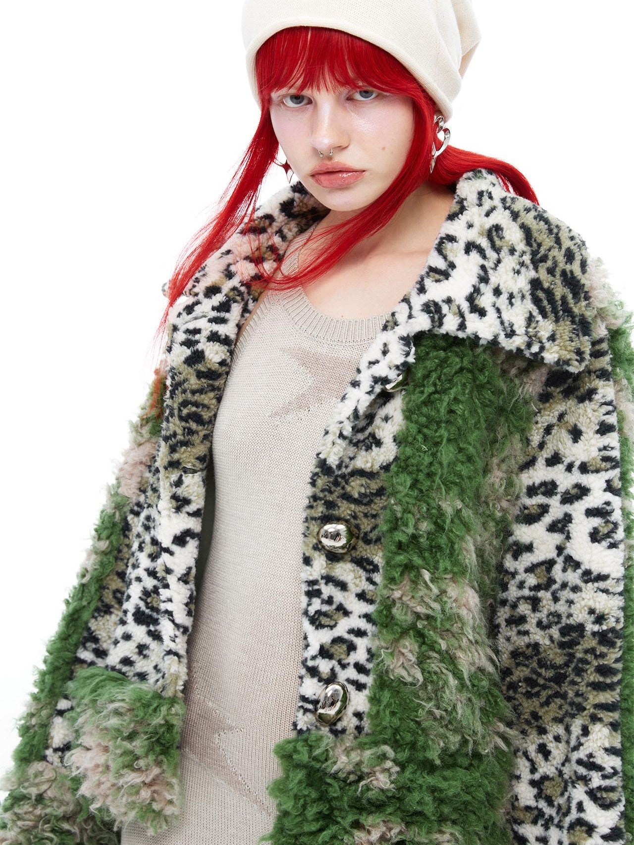 QUORRA S CHORD Moss Green Leopard Print Patchwork Women&
