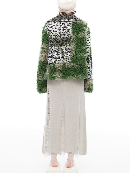 QUORRA S CHORD Moss Green Leopard Print Patchwork Women&