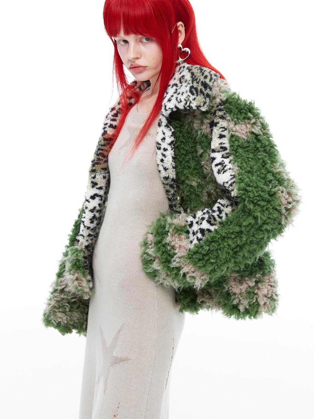 QUORRA S CHORD Moss Green Leopard Print Patchwork Women&