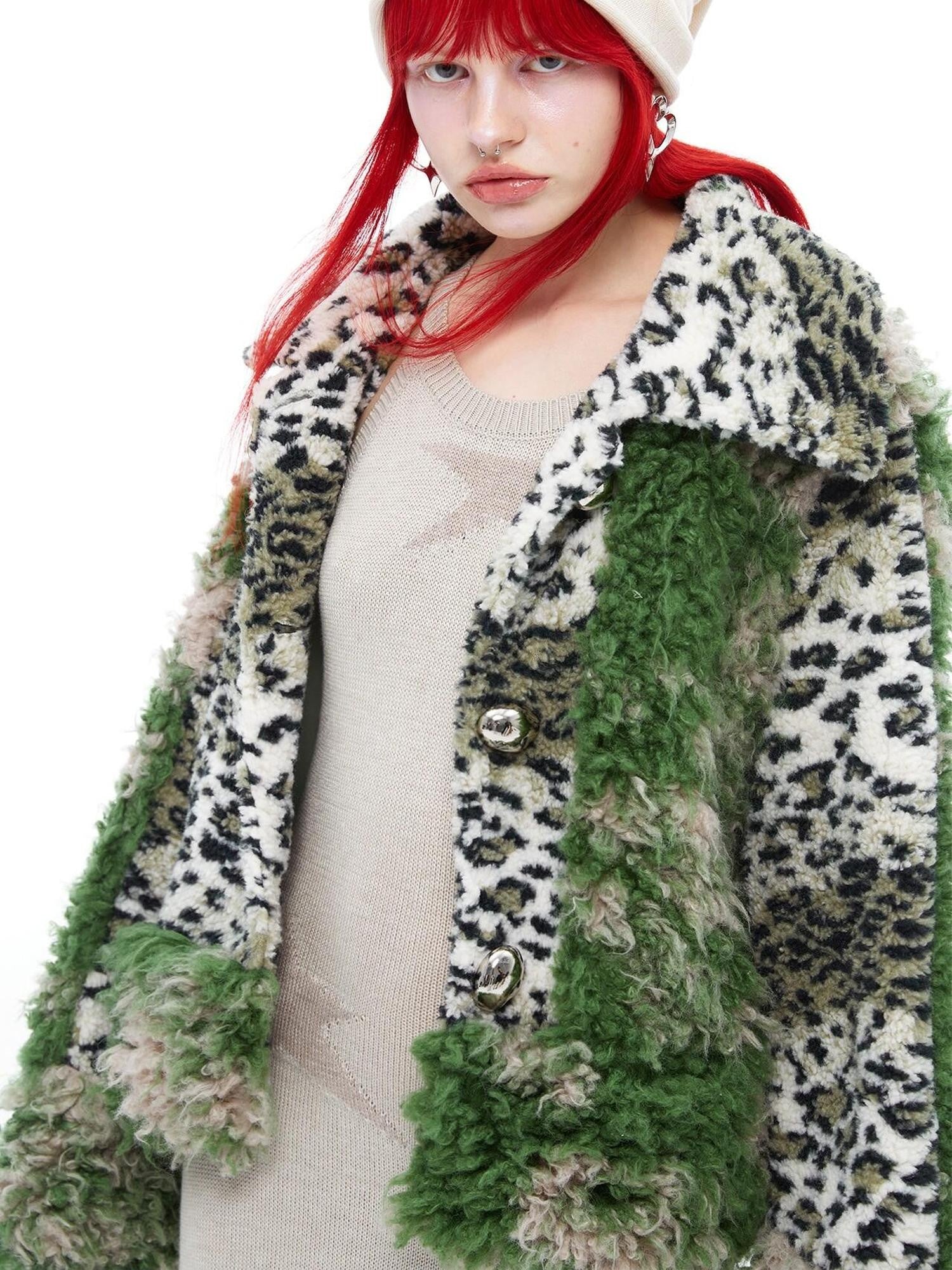 QUORRA S CHORD Moss Green Leopard Print Patchwork Women&