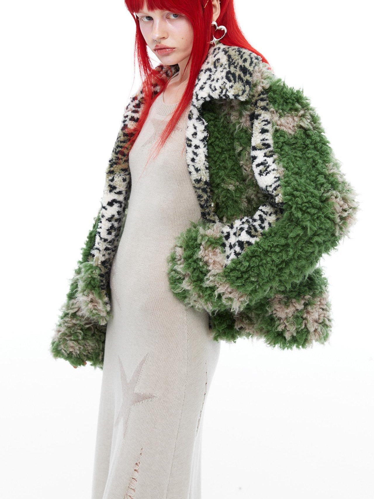 QUORRA S CHORD Moss Green Leopard Print Patchwork Women&