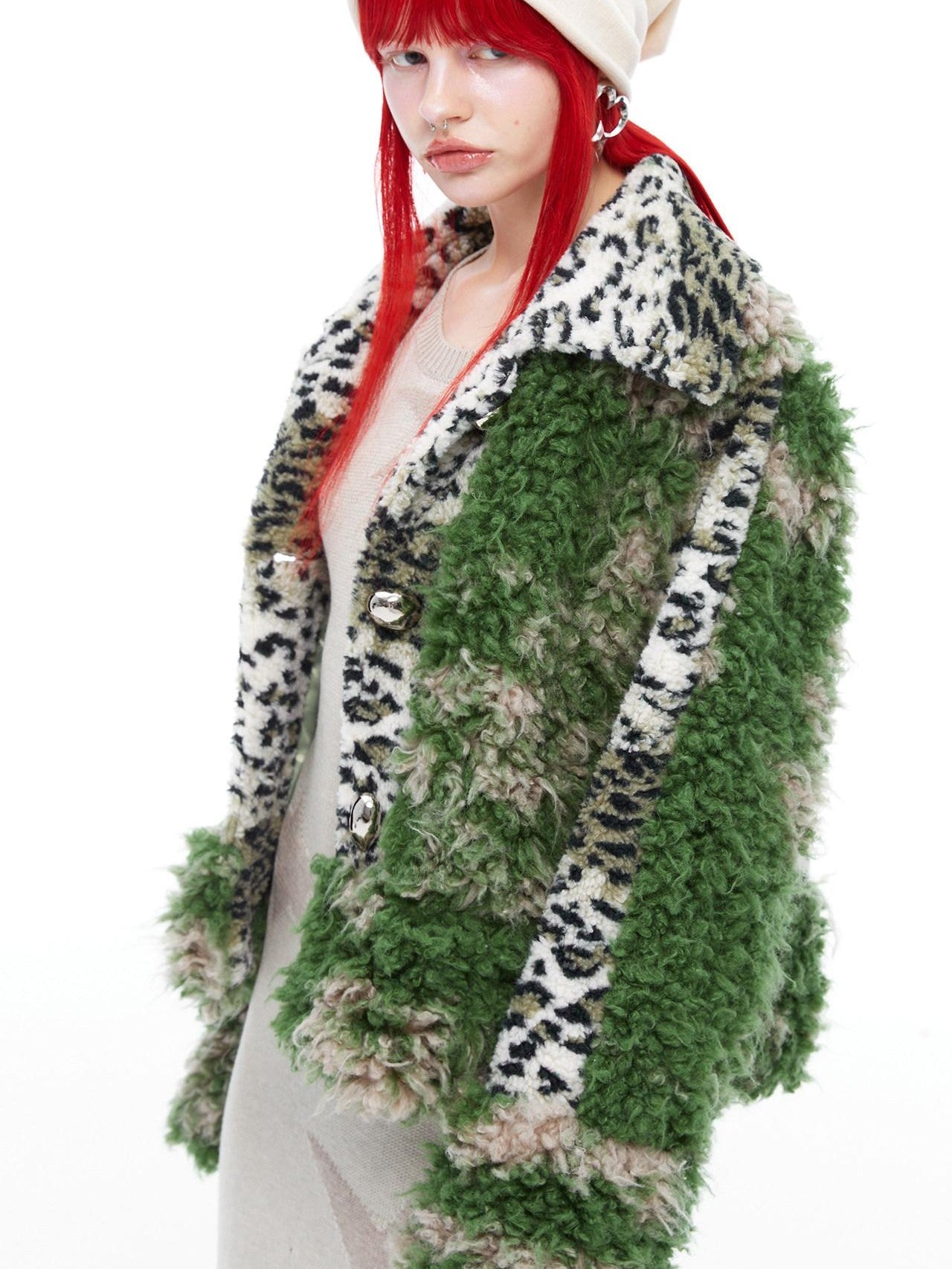 QUORRA S CHORD Moss Green Leopard Print Patchwork Women&