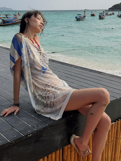 Nautical Asymmetric Off Shoulder Starfish Women&