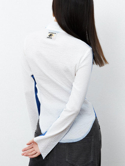 QUORRA S CHORD Ombre Heart Print Ruched Bell Sleeve Slim Women&
