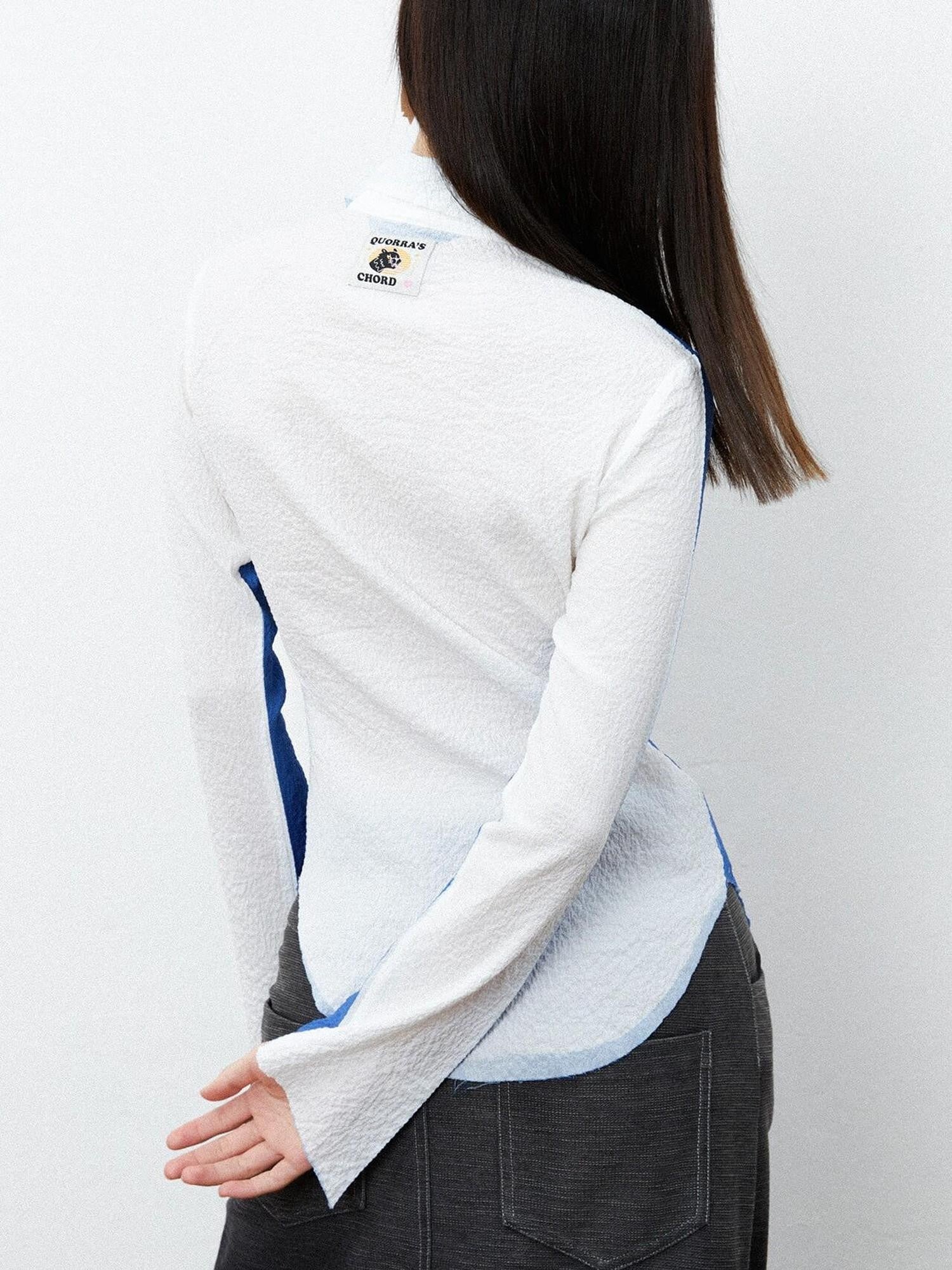 QUORRA S CHORD Ombre Heart Print Ruched Bell Sleeve Slim Women&