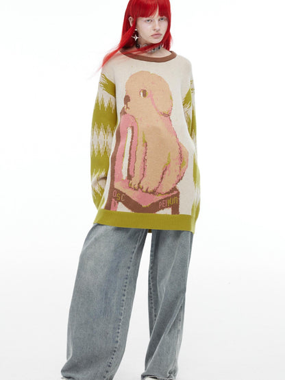 QUORRA S CHORD Oversized Jacquard Pullover Teddy With Rolled Eyes Women&