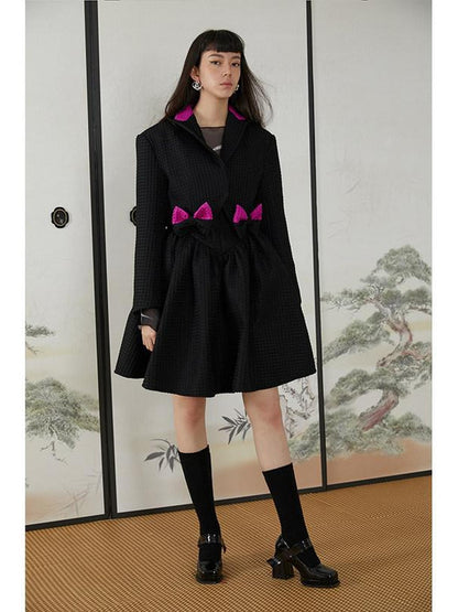 QUORRA S CHORD Peach Pink Bow Heart Cuff Cropped Women&