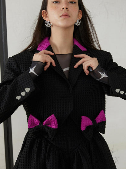 QUORRA S CHORD Peach Pink Bow Heart Cuff Cropped Women&