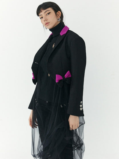 QUORRA S CHORD Peach Pink Bow Heart Cuff Cropped Women&