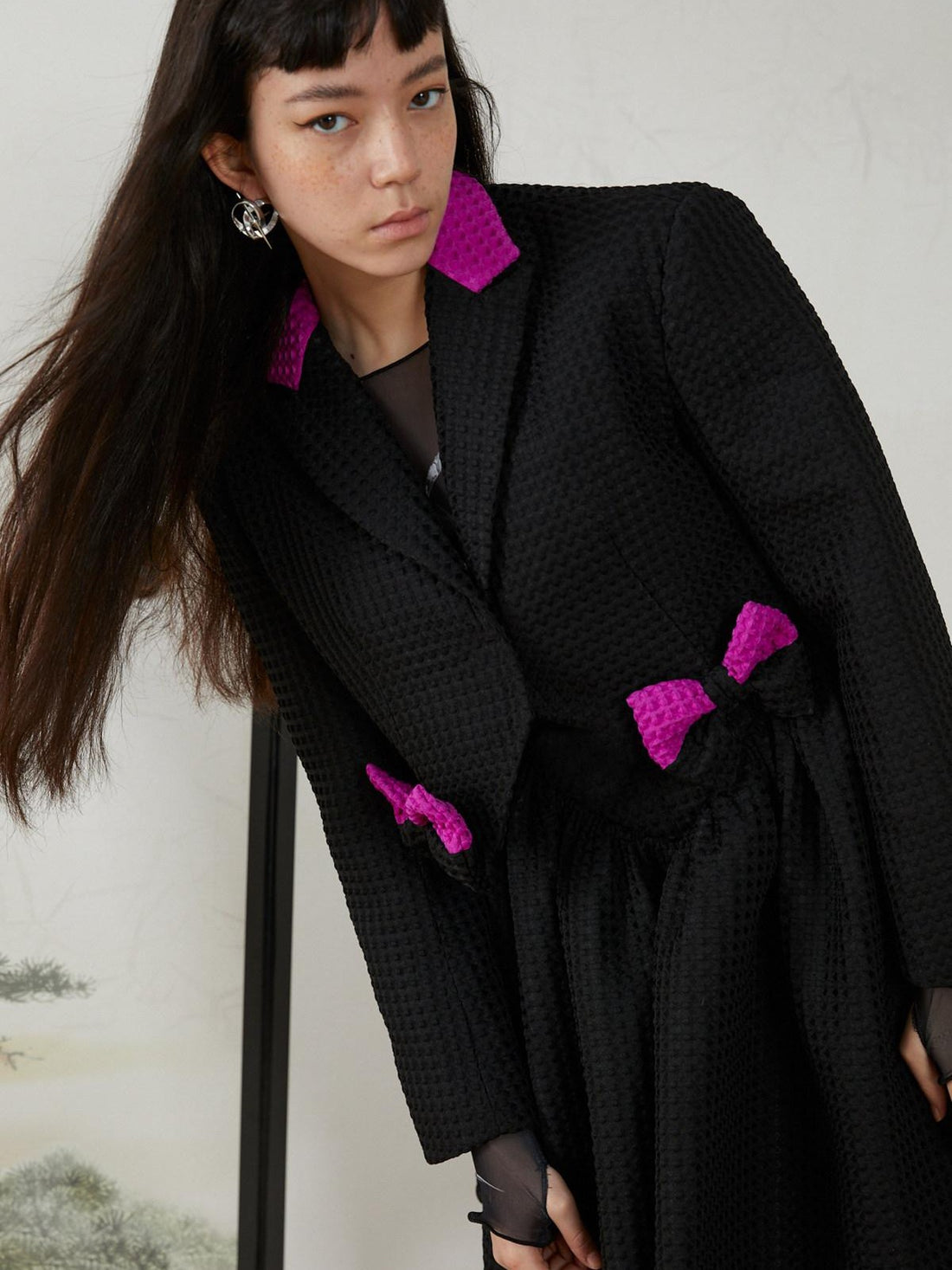 QUORRA S CHORD Peach Pink Bow Heart Cuff Cropped Women&