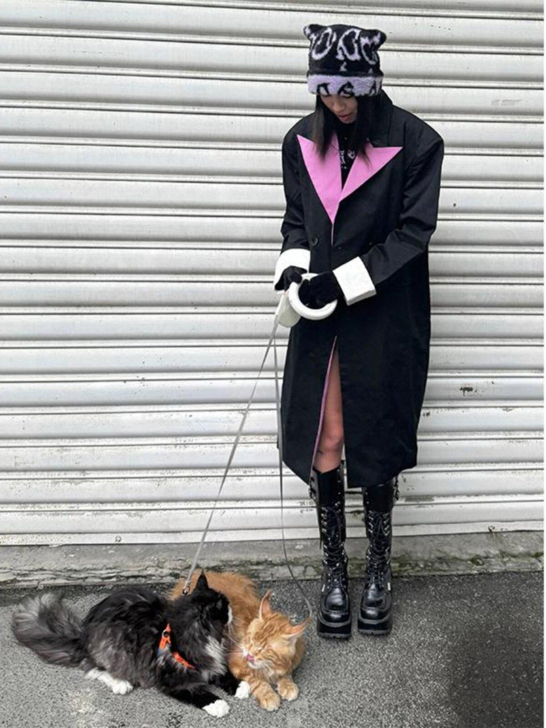 QUORRA S CHORD Pink Black Colorblock Padded Oversized Women&