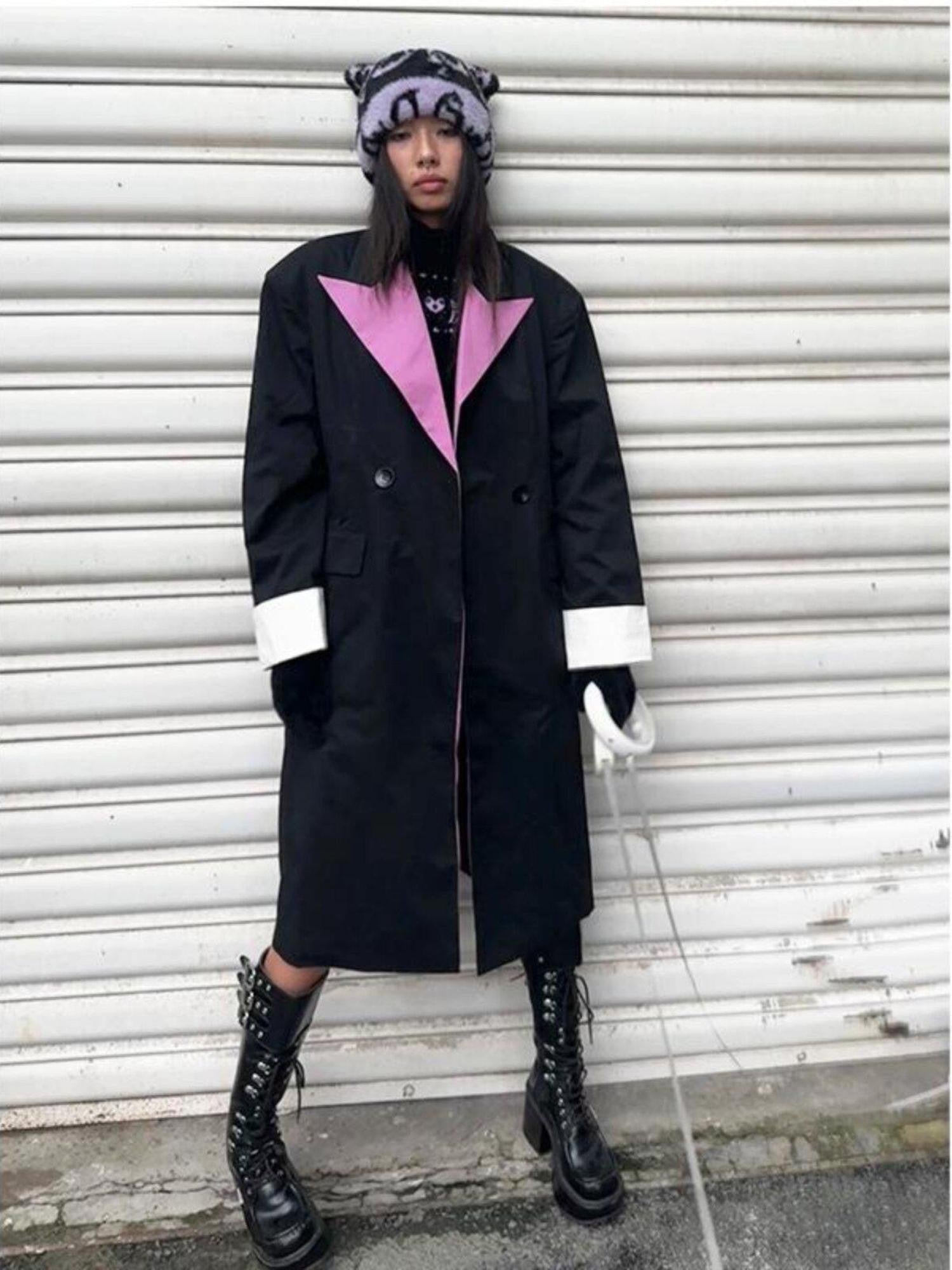 QUORRA S CHORD Pink Black Colorblock Padded Oversized Women&