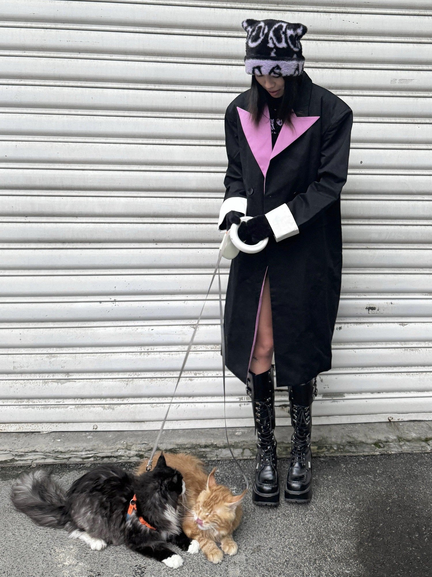 QUORRA S CHORD Pink Black Colorblock Padded Oversized Women&
