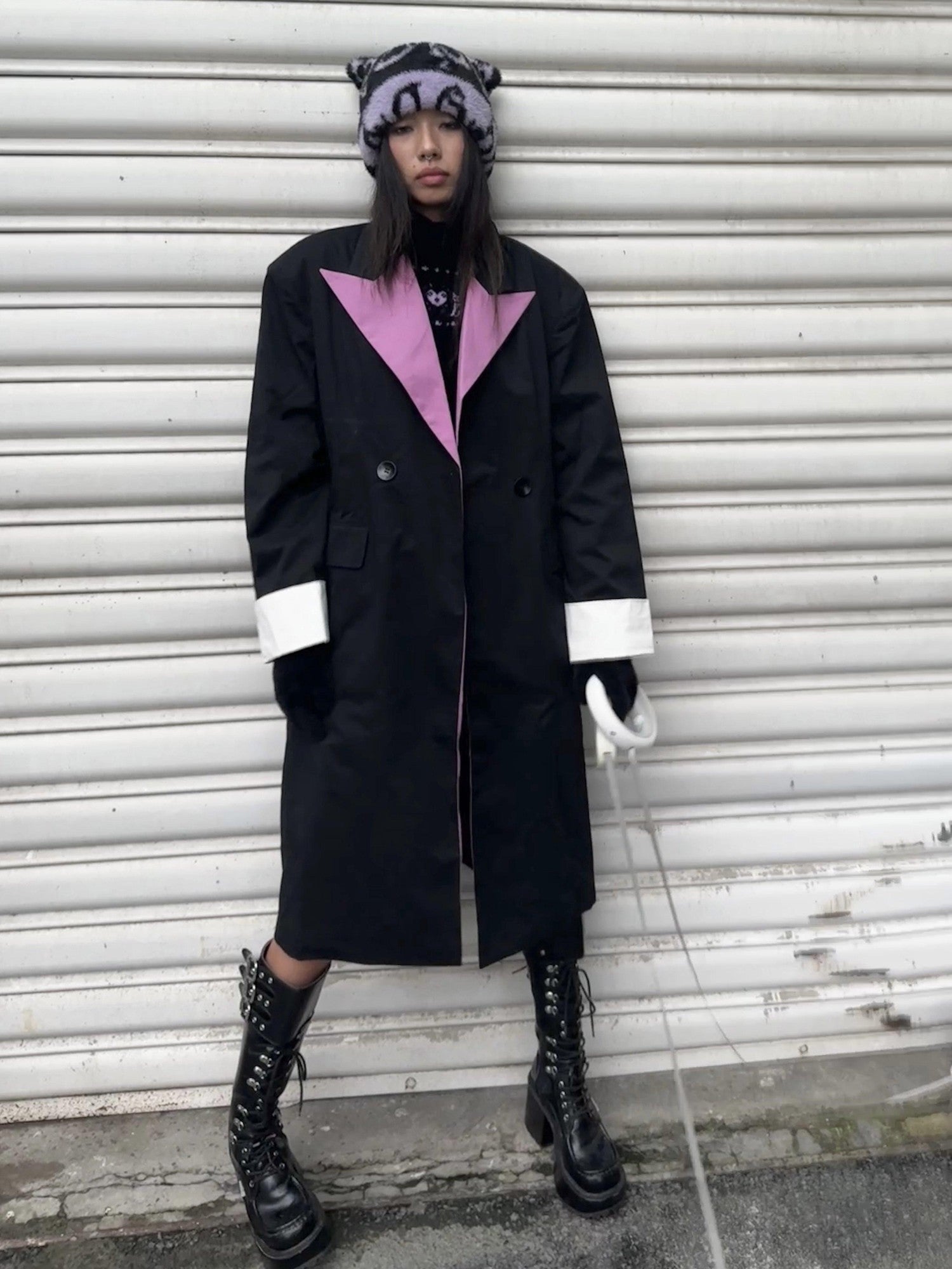 QUORRA S CHORD Pink Black Colorblock Padded Oversized Women&