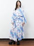 QUORRA S CHORD Pink Blue Skull Star Print Kimono Bow Belt Women&