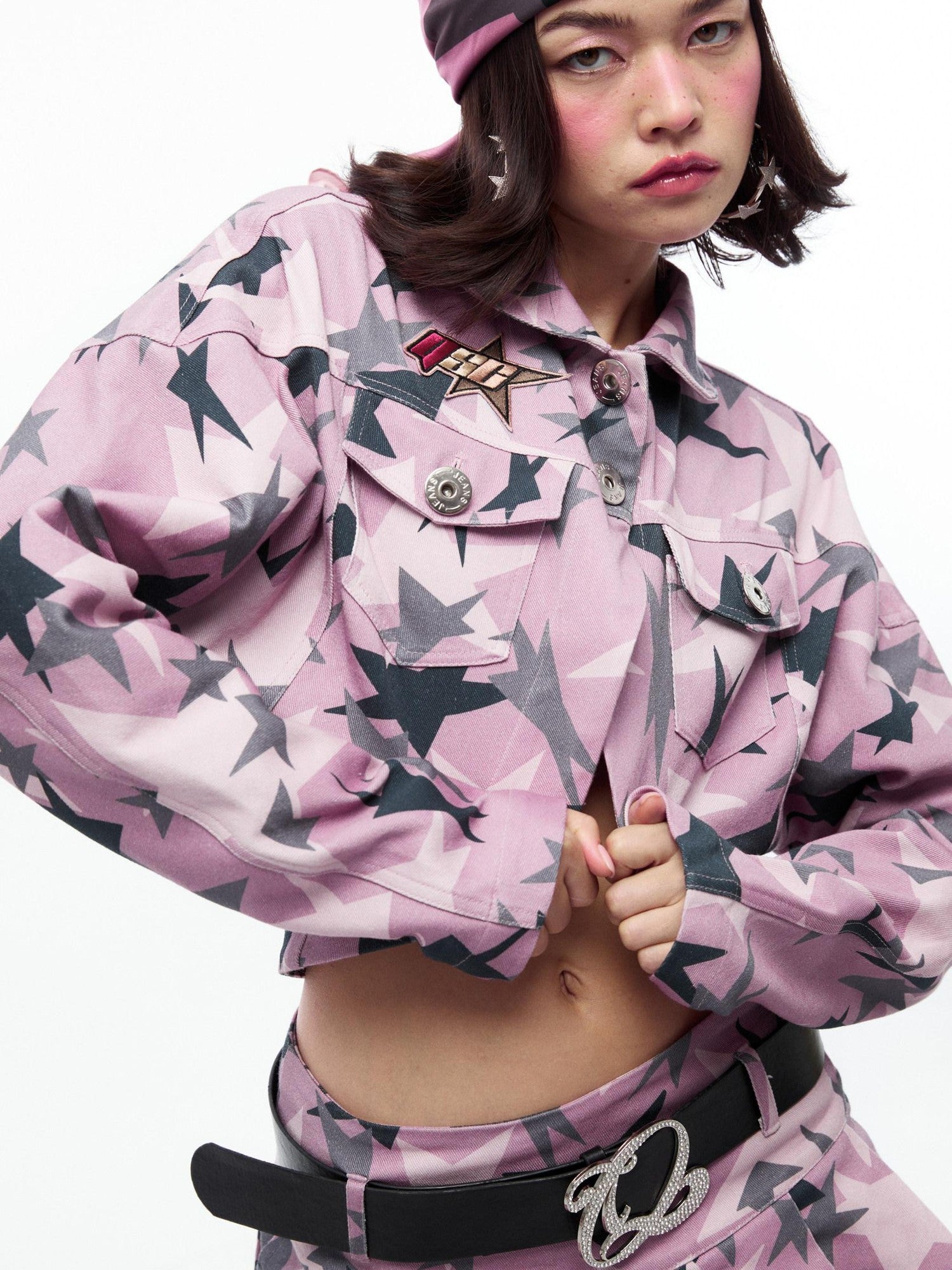QUORRA S CHORD Pink Camouflage Star Print High Waisted Women&