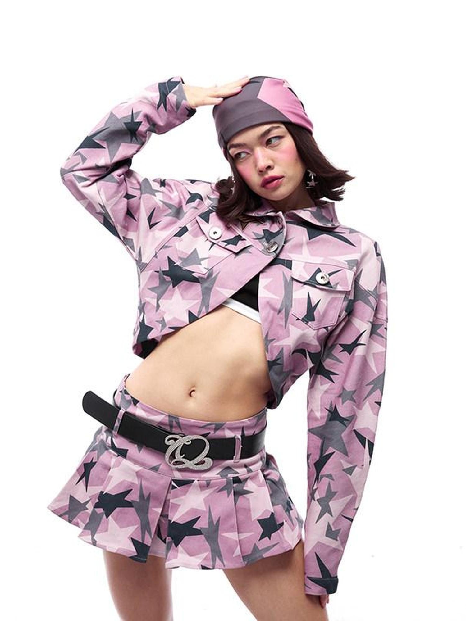 QUORRA S CHORD Pink Camouflage Star Print High Waisted Women&