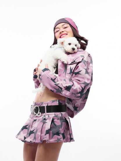 QUORRA S CHORD Pink Camouflage Star Print High Waisted Women&