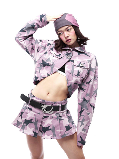QUORRA S CHORD Pink Camouflage Star Print Low Waist Women&