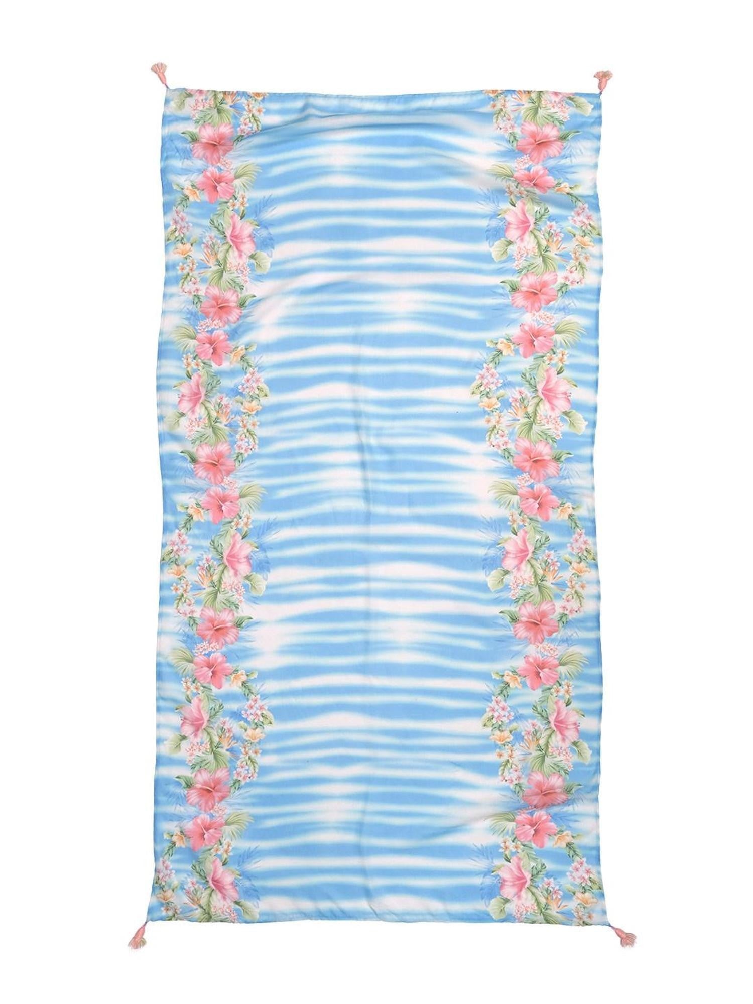 QUORRA S CHORD Pink Hibiscus Floral Wave Pattern Tassel Versatile Women&