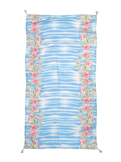 QUORRA S CHORD Pink Hibiscus Floral Wave Pattern Tassel Versatile Women&