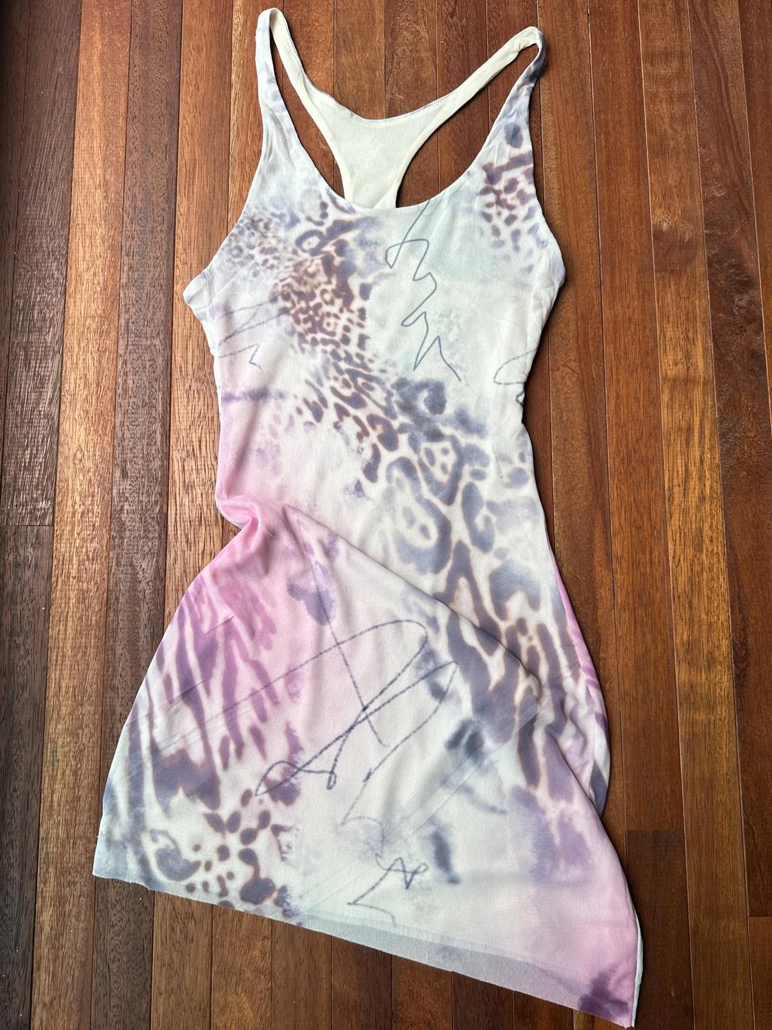 QUORRA S CHORD Pink Leopard Print Double Layer Mesh Racerback Women&