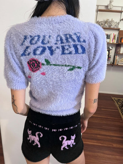QUORRA S CHORD Pink Purple Embroidered Jacquard Cat Rose Women&