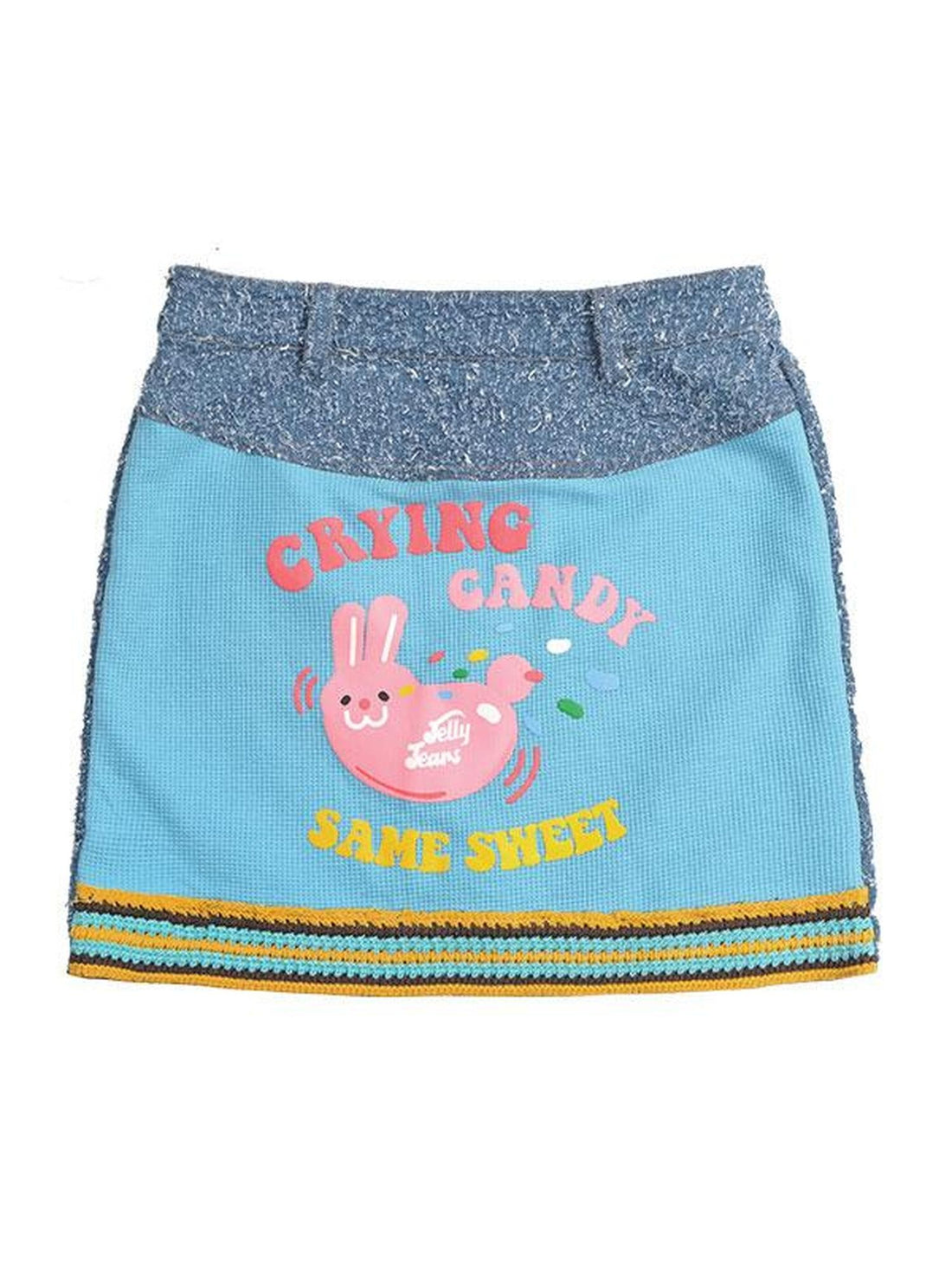 QUORRA S CHORD Pink Rabbit Waffle Check Patch Distressed Denim Women&